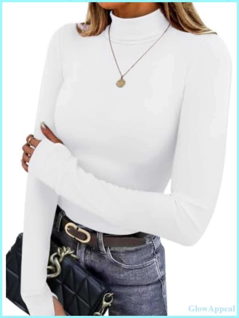 Turtleneck T-Shirt Slim Fit Long Sleeve Thumb Holes Thermal Fleece Lined Top